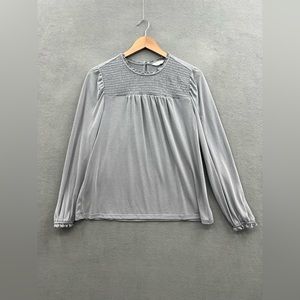 Lucky Brand Women's Medium Button Back Gray Top